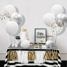 Set de 55 piezas de globos de confeti multicolor para boda, cumpleaños y fiesta - Decoraciones de látex duraderas plateadas y blancas, globos de látex para diversas celebraciones sin electricidad