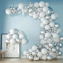 Set de 55 piezas de globos de confeti multicolor para boda, cumpleaños y fiesta - Decoraciones de látex duraderas plateadas y blancas, globos de látex para diversas celebraciones sin electricidad