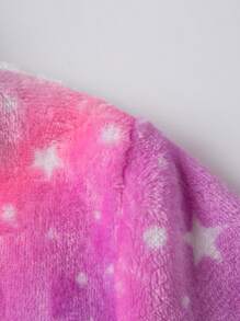 年轻女孩全身印花连帽系带法兰绒睡袍 - 彩色 - 查看 4