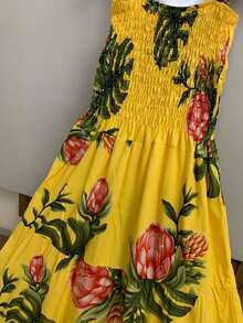 Long Dress With Elastic Straps 3 Marias Viscose - Màu vàng - Xem 5