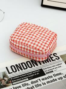 1-częściowa, kraciasta, falbankowa torba do przechowywania kosmetyków, podpasek, przenośna kosmetyczka, kraciasta kosmetyczka, zestaw w kratkę, torba do przechowywania pędzli kosmetycznych, damska torebka, kosmetyczki, duża pojemność, puszysta, kratkowana, ośmiokątna kosmetyczka, kosmetyczka do przechowywania szminek, prezent ślubny, druhna, prezent dla mamy, prezent urodzinowy, prezent na Boże Narodzenie, prezent dla przyjaciół i nauczycieli, wystrój domu, łazienka, salon, sypialnia, wystrój - Czerwony - Zobacz 14