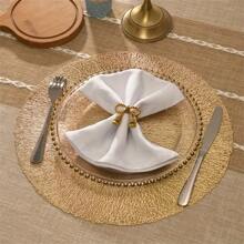 1/4/6/8/12 piezas Manteles individuales redondos de PVC dorados y huecos, lavables, fáciles de limpiar, antideslizantes, resistentes al calor, para decoración de mesa de comedor, tazas, fiestas, bodas y festividades