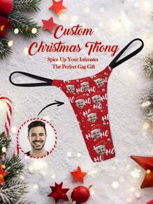 1 pieza Tanga personalizado de Navidad con cara, Calzoncillos personalizados con foto, Tanga personalizado con cara, Tangas divertidos y sexys personalizados con múltiples caras, Ropa interior personalizada con cara, Tanga personalizado con foto, Tangas personalizados para mujer, Tanga personalizado para novia, Regalos personalizados para despedida de soltera, Ropa interior para novia, Regalo de Navidad, Regalo de aniversario, Regalo de San Valentín, Regalo de cumpleaños, Regalo de boda, Regalo para ella/novia/esposa