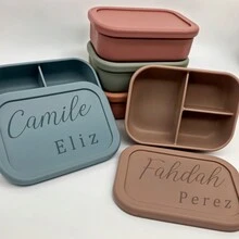 Custom Silicone 3 Compartments Bento Box, Personalized Student Lunch Box, Custom Student Silicone Lunch Box Christmas Gift - Multicolor - View 3