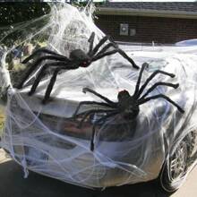 2 Packs 35.4inch Halloween Giant Hairy Spider Realistic Scary For Indoor Outdoor Home Yard Haunted Yard Decorations Car Decor Creates Spine-Tingling Atmosphere