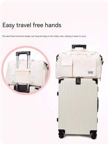 1個35l健身袋,瑜伽斜挎袋,運動袋,帶有鞋格和濕衣格,奶油色牛津布耐磨防水材料,旅行袋,帶有濕和乾兩個口袋,輕便手提袋,週末隨身包,為女性和男性訓練,旅遊,鍛練,游泳和商務度假等提供便利。