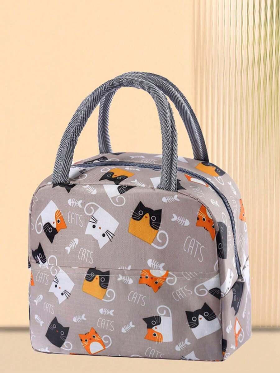 1 件装保温午餐盒袋，手提手柄保温便当午餐袋，铝箔保温午餐盒袋，适合学生 - 灰色 - 查看 1