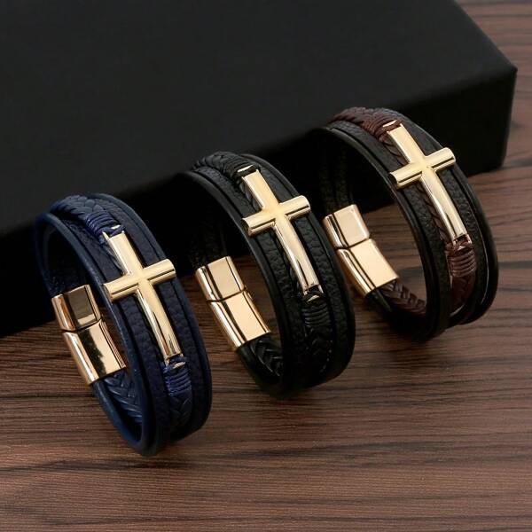 1 pieza Brazalete con cierre magnético de aleación de zinc retro, para uso diario de hombres