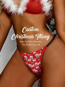 1 pieza Tanga personalizado de Navidad con cara, Calzoncillos personalizados con foto, Tanga personalizado con cara, Tangas divertidos y sexys personalizados con múltiples caras, Ropa interior personalizada con cara, Tanga personalizado con foto, Tangas personalizados para mujer, Tanga personalizado para novia, Regalos personalizados para despedida de soltera, Ropa interior para novia, Regalo de Navidad, Regalo de aniversario, Regalo de San Valentín, Regalo de cumpleaños, Regalo de boda, Regalo para ella/novia/esposa