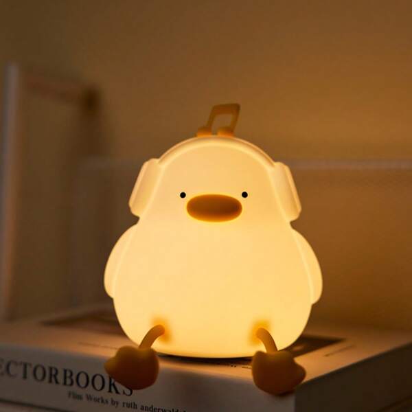 GLOOPRO 1pc Happy Duck Silicone Night Light, luz de torneira recarregável, 3 níveis de brilho, desligamento automático do temporizador, ideal para quarto, mesa, acampamento, presente fofo para amigos, Natal