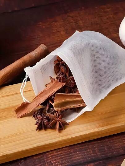 100 Pcs Tea Filter Bag For Loose Tea, Disposable Tea Infuser, Drawstring Empty Bag, Bath Herb Filter Back To School