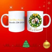 定制圣诞马克杯，个性化陶瓷咖啡杯，带有图像、文字、名称和定制礼物，11 盎司/325 毫升双面印刷白色陶瓷杯 - 白色 - 查看 14