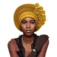 Traditional African & South American Layered Floral Headdress, Nigerian Gele Headwrap, Suitable For Daily Wear, Weddings, Parties, Gatherings, And Ideal Mother's Day Gift