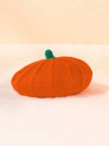 1pc Unisex Orange Halloween Pumpkin Beret Hat, Suitable For Autumn/Winter Warmth, Crochet Knitted Ski Hat - Multicolor - View 6