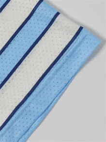 女士休闲蓝色字母印花T恤，圆领，短袖，原宿风，足球衫，街头风，Y2K宽松上衣，夏季 - 藍色 - 查看 4