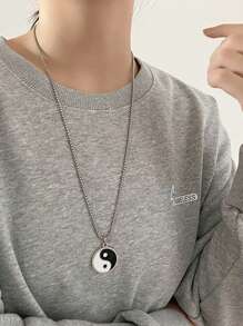 Stylish Stainless Steel Tai Chi Pendant Necklace - Unique Avant-Garde Design, No Mosaic, Hypoallergenic For Men Everyday Wear