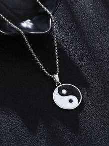Stylish Stainless Steel Tai Chi Pendant Necklace - Unique Avant-Garde Design, No Mosaic, Hypoallergenic For Men Everyday Wear