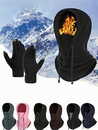 Pasamontañas con guantes, máscara facial antiviento completa adecuada para esquiar y ciclismo, invierno