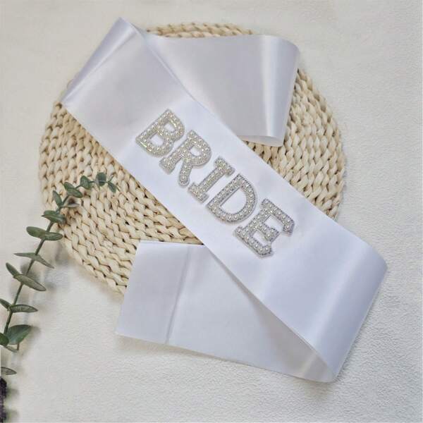 1 Peça Decoração de Casamento Alça de Ombro com Letras NOIVA Pérola Falsa Branca para Festa de Despedida de Solteira, Chá de Panela, Equipe Noiva