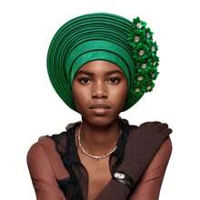 Traditional African & South American Layered Floral Headdress, Nigerian Gele Headwrap, Suitable For Daily Wear, Weddings, Parties, Gatherings, And Ideal Mother's Day Gift