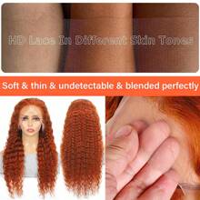 Ginger Orange Lace Front Wigs Human Hair 13x4 Deep Wave Lace Front Wigs For Black Women 180% Density Curly Colored Wigs 350# HD Transparent Ginger Wig Pre Plucked Hairline With Baby Hair