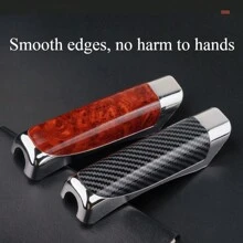 1pc Car Handbrake Cover, Carbon Fiber Pattern, Handbrake Decoration Sleeve, Handbrake Protector, Peach Wood Color