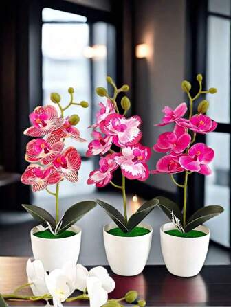 Artificial Butterfly Orchid Potted Flowers With Fruits, Fake Plants Bonsai Tabletop Potted Decor, Home/Hotel/Garden Decoration Back To School Valentine's Day