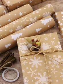 3M 300cm*43cm Natural Kraft Paper Vintage Christmas Tree Gift Wrapping Paper, DIY Gift Decoration,Christmas Valentine Day