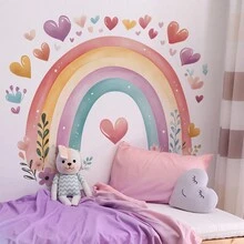 1 Bộ (2 Chiếc) Miếng Dán Tường Hình Trái Tim Cầu Vồng Sáng Tạo Lâu Đài Mây Mặt Trời Trang Trí Nhà Cửa - Nhiều màu - Xem 6