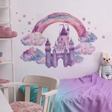 1 Bộ (2 Chiếc) Miếng Dán Tường Hình Trái Tim Cầu Vồng Sáng Tạo Lâu Đài Mây Mặt Trời Trang Trí Nhà Cửa - Nhiều màu - Xem 12