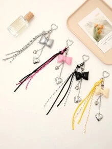 1 件多色时尚皮革蝴蝶结心形流苏钥匙链 - K3889淺粉蝴蝶結 - 查看 8