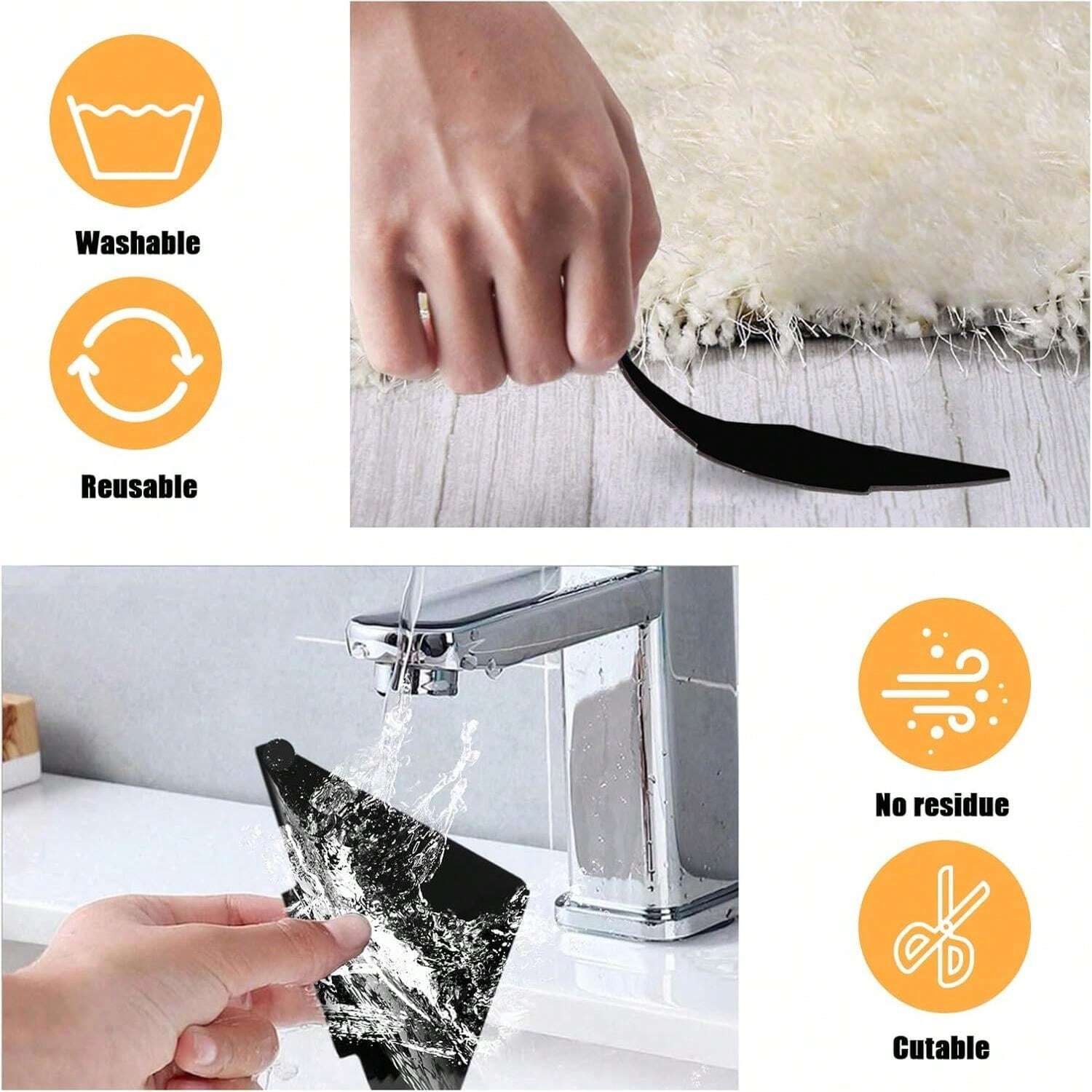 Carpet Tape, 10 DoubleSided Anti Slip Reusable Carpet Plugs, Washable