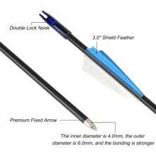 12 Pcs 30 Inch Archery Carbon Arrows Spine Fiberglass Practice Targeting Arrows Removable Nock Hunting Arrows Kit - 12pcs Black - View 3