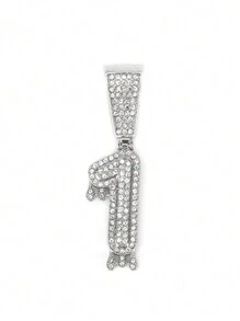 1PC Iced Fashion Drip Oil Arabic Digital Pendant Necklace With 20 Inch Stainless Steel Fried Dough Twists Chain Luxury Hip Hop Neck Jewelry - Number - View 49