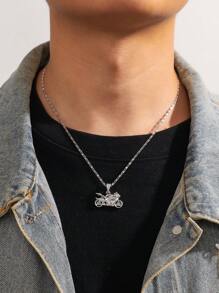 1 pieza Collar con colgante de motocicleta/coche deportivo de estilo clásico europeo y americano, de moda y único, con circonita, para hombres