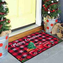 Bộ 2 thảm chùi chân Giáng sinh, thảm chùi chân hình cây thông Noel bông tuyết, họa tiết xe hơi, màu đỏ và đen, thảm chào mừng Giáng sinh vui vẻ, thảm trải sàn, đồ trang trí Giáng sinh, trang trí nhà cửa, thảm chùi chân cửa trước nhà bếp, đồ dùng tiệc tùng, đồ trang trí Giáng sinh, đồ trang trí Giáng sinh, Giáng sinh - Nhiều màu - Xem 6
