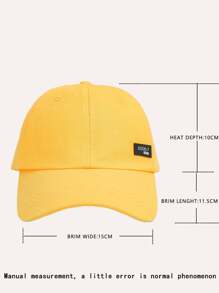 1pc Unisex Minimalist Leather Logo Baseball Cap, Y2K Style Versatile For Daily Outdoor Wear - Yellow - View 5