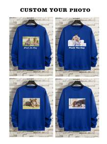 Sudadera deportiva casual con cuello redondo divertida para hombres de talla grande, adecuada para otoño
