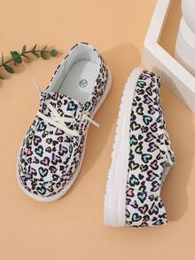 Giày lười trẻ em nhẹ thoáng khí in hình trái tim dễ thương thời trang thường ngày, phù hợp cho mọi mùa - Nhiều màu - Xem 3