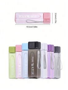 1 件糖果色方形水杯，个性化便携式防漏耐热塑料户外运动水瓶，带手柄绳，适合户外、健身、办公室、派对 - 彩色 - 查看 3