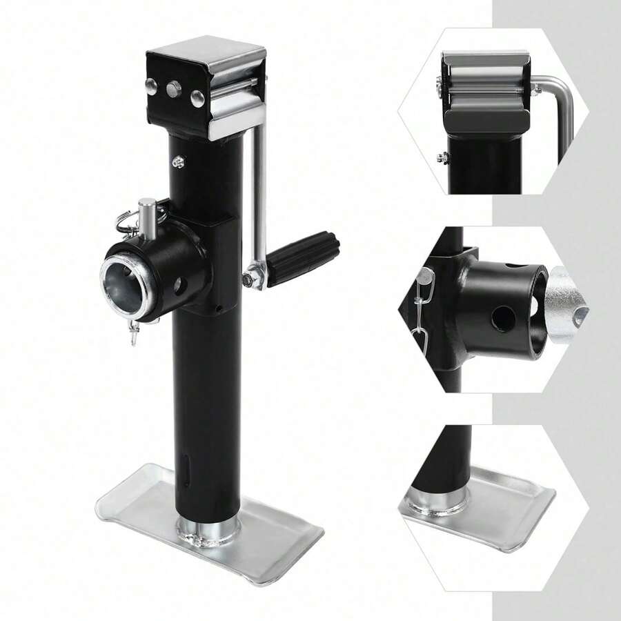 New Side Winder Trailer Lift & Support Jack Leg 1000Kg W/Hand Crank For Caravans - Black and Silver - View 1