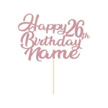 1pc Customizable Happy Birthday Cake Topper With Name & Age, Double-Sided Glitter Paper Card In Multiple Colors - Multicolor - View 11