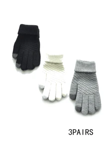 3 Cặp Găng Tay Màn Hình Cảm Ứng Mùa Đông - Găng Tay Không Ngón Cách Nhiệt Bằng Len Dệt Kim Unisex - Thích Hợp Cho Các Hoạt Động Ngoài Trời Và Sử Dụng Màn Hình Cảm Ứng - nhiều màu - Xem 7