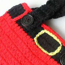 Set de 2 piezas Gorro de Papá Noel de ganchillo y tirantes para bebé recién nacido, disfraz de fotografía de recién nacido, gorro de Papá Noel de ganchillo con pantalones cortos y tirantes, decoraciones y regalos para baby shower, regalos de Pascua para niñas/niños