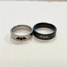 2 件情侣蝙蝠装饰戒指，适合日常佩戴 - 黑與白 - 查看 2