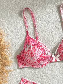 Bikinx Bikini a blocchi di colore con balze, con ferretto, motivo floreale ditsy, per donna, adatto per vacanze estive in spiaggia