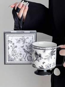 1組茶杯碟，陶瓷鳥和花卉圖案茶杯碟，花卉鄉村風格咖啡杯碟，適用於婚禮和派對飲料，送禮茶杯 - 茶碟套裝 - 查看 16