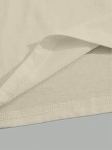 Áo thun nam cổ tròn tay ngắn in họa tiết cử chỉ tay tối giản, mùa hè - Màu Khaki - Xem 4