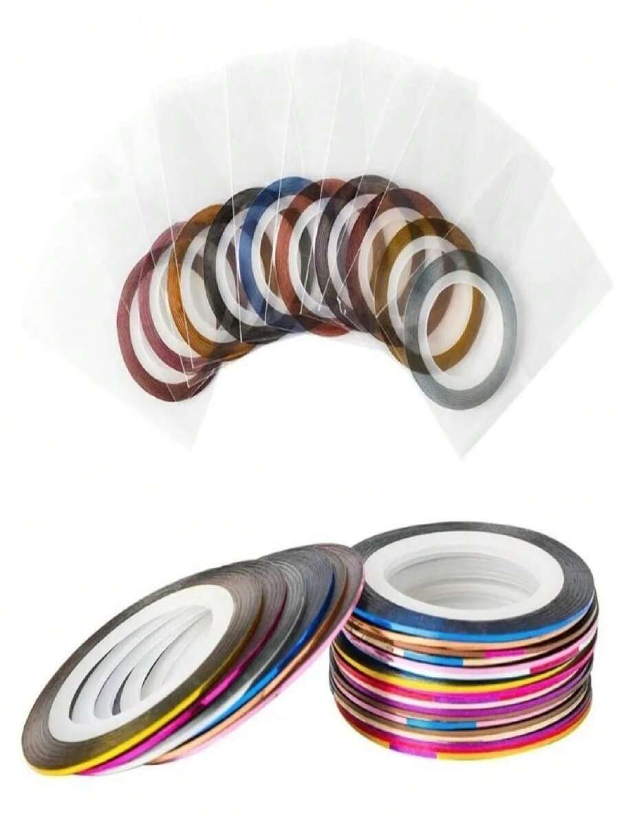 10 Colorful Ribbons For Nail Decoration And General Crafts Decorative Tape Nail Art - 彩色 - 查看 1