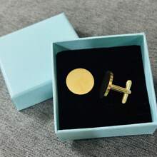 定制 26 个英文字母雕刻袖扣，时尚个性化姓名字母袖扣，适合正装衬衫、婚礼伴郎礼物、感恩节/生日礼物 - 金色 - 查看 4